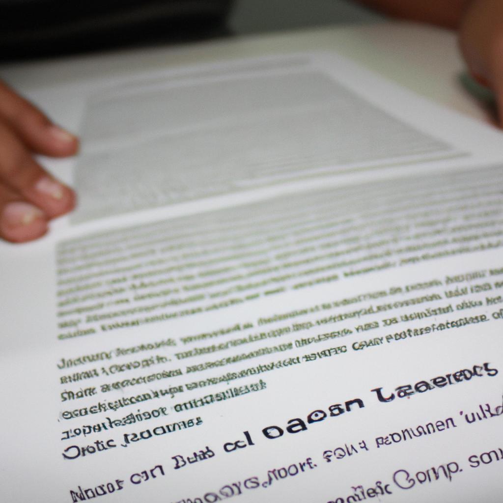 Person reading loan agreement document